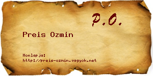 Preis Ozmin névjegykártya